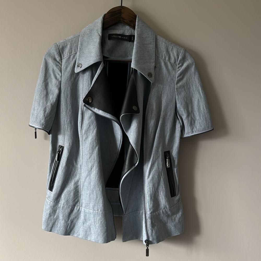 STELLA & JAMIE MULTI WAY LONG SLEEVE OR SHORT SLEEVE MOTO JACKET SIZE SMALL - Picture 4 of 11
